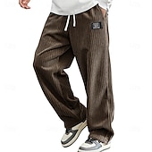 economico pantaloni casual-Per uomo Pantaloni Pantaloni in velluto a coste Pantaloni invernali Pantaloni Larghi Coulisse Elastico in vita Tinta unica Comodità Lunghezza intera Quotidiano All'aperto Abbigliamento casual alla