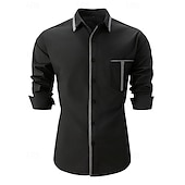voordelige Overhemden met knopen voor heren-Voor heren Overhemd Button-down overhemd Lapwerk Casual Dagelijks Zwart Wit Rood Marineblauw Lange mouw Strijkijzer Zomer Lente Kleding Zak
