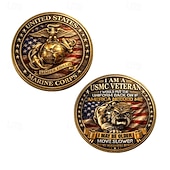 abordables 250 Aniversario de los EE. UU.-Moneda conmemorativa del Cuerpo de Marines de EE. UU., moneda coleccionable patriótica para veteranos del USMC con águila y globo terráqueo. &amp;Ancla, diseño de bandera estadounidense, recuerdo de metal