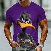  Maglietta da uomo con stampa grafica di un'anatra nera arrabbiata e scontrosa con un atteggiamento sarcastico e divertente, girocollo, maniche corte, streetwear casual, regalo di compleanno per papà,