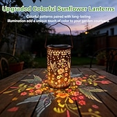 billiga Pathway Lights &amp; Lanterns-färgglad solcellslykta med kolibri, trädgårdspresenter för kvinnor och mammor, hängande utomhuslampor, vattentät dekorativ metalllampa för uteplats, gård, veranda, däck, bakgård, gångväg