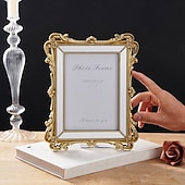 cheap Sculptures-1PC, Featuring Rococo Baroque Three-dimensional Relief Carving Technique. This Decorative Photo Frame for Home And Wedding Wse Is Suitable for Both Tabletop Display And wall Hanging