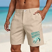 abordables Pantalones Cortos Impresos-Hombre Naturaleza Tortuga Criaturas del mar Bermudas Pantalones cortos casuales Shorts de golf Media cintura Hawaiano Trabajo Playa Deporte Pantalones cortos de frente plano con 4 bolsillos Diseñador
