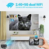 cheap Projectors-Android 11.0 Mini Projector with WiFi and Bluetooth, Support 4K Video Decoding, H713 Quad Core Processor, 5G Dual WiFi Portable Projector, HDR10+ Home Theater Movie Projector for Outdoor