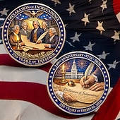 abordables 250e Anniversaire des États-Unis-Pièce commémorative du 250e anniversaire des États-Unis, pièce de collection défi sur la déclaration d'indépendance avec les pères fondateurs &amp;Modèle de document historique, souvenir patriotique en