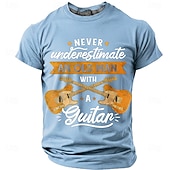  Men's Never Underestimate An Old Man With A Guitar Crossed Guitars Stars Vintage Retro Funny Humor T Shirt Tee Graphic Regular Fit Father's Day Birthday Gift Designer Clothing Apparel S M L XL XXL XXX