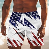 Herren 250. Jahrestag des Unabhängigkeitstages der USA am 4. Juli Amerikanische Flagge Badehosen Badeanzüge Badeshorts Boardshorts Mittlere Taille Patriotisch Ferien Seitentaschen Netzfutter