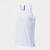 billige Løpe T-skjorter og tanktopper-Herre Ensfarget Treningstank topp Singlet til jogging Gymtopp Sommer Vår Netting Ermeløs Hurtigtørkende Komprimering Fukttransport Pustende Treningsøkt Løp Vandring Jogge Blå Svart Hvit Sports