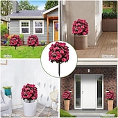 cheap Artificial Flower-Artificial Azalea Flower with Ground Stakes, 23" UV Resistant Fake Azalea Garden Stake, Faux Greenery Shrubs for Outdoor Porch, Patio, Wedding, Party Decor, Durable, Easy-to-Install Garden Accessory
