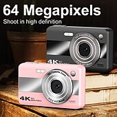 olcso Sportkamerák-4k digitális fényképezőgép fotózáshoz, 64 megapixeles vlogoló kamera YouTube-hoz 16x zoommal, kompakt kompakt fényképezőgép gyerekeknek, tinédzsereknek, kezdőknek, diákoknak, hordozható utazókamera