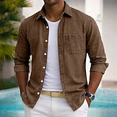 economico Camicie casual eleganti da uomo-Camicia SoftFade™ da uomo camicia casual camicia sbiadita tinto in capo 100% cotone camicia lavata in acido nera verde chiaro bordeaux blu navy blu maniche lunghe camicia semplice colletto