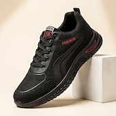 baratos Tênis Casuais-Tênis esportivo casual masculino preto com cadarço, leve, respirável e confortável para caminhada, ideal para uso diário, viagens, lazer ao ar livre, atividades de fim de semana e um estilo ativo para o dia a dia.