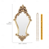 cheap Sculptures-Vintage Gold Decorative Wall Mirror, 3D Classical Floral Resin Hand-Painted Hanging Mirror, Home Wall Art for Bathroom, Vanity, Bedroom Décor, Holiday Gift, Photography Prop