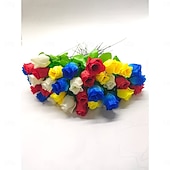 cheap Artificial Flower-32pcs Lifelike Rose Artificial Flowers - UV-Resistant Fabric, Perfect for Potted Plants, Porches, and Patios, Suitable for July 4th Independence Day, Memorial Day Decorations, and Home Decor