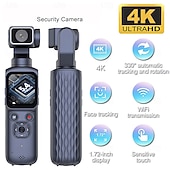 abordables Cámara de Acción-Cámara de bolsillo con estabilizador 4K Ultra HD y seguimiento automático de 330°. &amp;Seguimiento facial, cámara de acción portátil con pantalla táctil de 1,72", cámara inalámbrica wifi para vlogs de