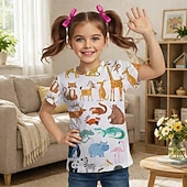 abordables Animales 3D de Chica-Chica 3D Graphic Animal Camiseta Manga Corta Impresión 3D Primavera Activo Estilo lindo Niños 4-12 años Casual Escuela Ajuste regular