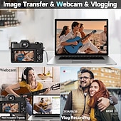 Недорогие Экшн-камеры-Цифровая фото- и видеокамера 6K, камера для видеоблогинга 64 Мп с автофокусом, поворотным экраном на 180°, вспышкой, замедленной съемкой и широкоугольным объективом. &amp;макрообъектив, компактная камера