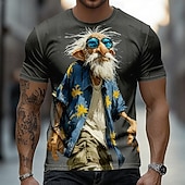 voordelige 3D T-shirts-Voor heren Ombre Oude man T-shirt Korte mouw T-shirt 3D-afdrukken Strakke ronde hals Overhemd Grappig Casual Dagelijks Straat blauw Licht Blauw Groen Zomer Lente Kleding S M L XL 2XL 3XL