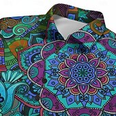  Retrò Vintage Hippie Anni '70 Camicia Maniche corte Hippie Paisley Fiori Mandala Etnico Costume Per uomo Festival Musicale Feste Abbigliamento quotidiano Adulti Camicia Primavera & Estate