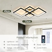 voordelige Dimbare plafondlampen-Moderne dimbare led-plafondlamp met afstandsbediening, 4 lichtpunten, aluminium armatuur voor binnenverlichting in woonkamer, slaapkamer, eetkamer, kantoor en keuken, 110-240V.