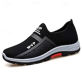 cheap Casual Sneakers-Men's Black Slip-On Sport Sneakers Breathable Mesh Lightweight Comfort Walking Shoes for Adult Men, Daily Commuting, Outdoor Walking, Travel and Casual Weekend Use