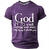 economico Magliette di fede-Dio sta ancora scrivendo la tua storia t-shirt da uomo cristiana religiosa spirituale fede t-shirt grafica girocollo manica corta blu royal chiesa adorazione regalo ispiratore per credenti