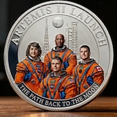  Gedenkmünze zur Artemis-II-Mondmission, Sammlermünze für Weltraumbegeisterte, Silbermünzen zur Mondlandung für die Heimdekoration, für Sammler und Astronomie-Fans