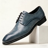 cheap Classic Dress Shoes-Men's Green Leather Derby Dress Shoes with Black-Toe Gradient Finish, Lace-Up Formal Oxfords for Stylish Men, Ideal for Business, Weddings, Parties and Evening Events