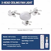 cheap Decoration Bulbs-Ceiling Fan with Light, Remote Control 3 Speeds 3 Colors 2 Timers Quiet Motor E26 E27 Bulbs, with Foldable Blades, for Living Room Bedroom