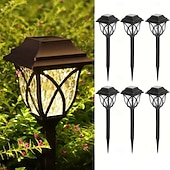 economico Illuminazione vialetto-Confezione da 6 luci solari impermeabili da esterno con paletto, illuminazione decorativa a LED per giardino, cortile, prato, vialetto e aiuole: perfette per matrimoni, festività, feste, eventi