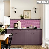 cheap Wall Stickers-10PCS 17x23cm Peel and Stick Thick Pink Purple Mosaic Pattern PVC Wall Stickers, American Vintage Style Self-Adhesive Removable Wallpaper for Renters, for Bedroom Bathroom Cabinet, Easy to Install