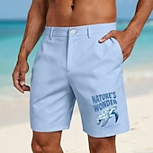 abordables Pantalones Cortos Impresos-Hombre Naturaleza Tortuga Criaturas del mar Bermudas Pantalones cortos casuales Shorts de golf Media cintura Hawaiano Trabajo Playa Deporte Pantalones cortos de frente plano con 4 bolsillos Diseñador