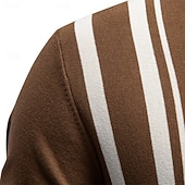billige Klassisk poloskjorte for menn-Men's Polo Shirts Cable Knit Polo Casual Street Lapel Short Sleeve Basic Modern Vertical Stripes Lightweight Buttons Summer Spring Regular Fit White Brown Polo Shirts