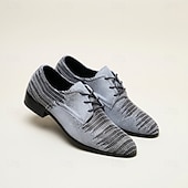 voordelige Derby Schoenen-Grijze veterschoenen van imitatieleer voor heren, formele zakelijke en kantoorschoenen voor mannen