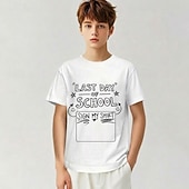 cheap Boy's 3D Funny Humor-100% Cotton Kids Boys' Black White Graphic Quotes &amp; Sayings T shirt Blouse Crew Neck Short Sleeve Outdoor Dailywear Fashion Streetwear Designer Printing Summer