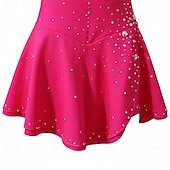preiswerte Eiskunstlaufkleider-Eiskunstlaufkleid Damen Eislaufen Kleid Rot Patchwork Asymmetrischer Saum Dehnbar Training Wettbewerb Eiskunstlaufkleidung Klassisch Kristall / Strass Ärmellos Eislaufen Eiskundstlauf