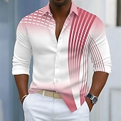 economico Geometrica-Per uomo Geometrico Colore sfumato Arte astratta Camicia Camicia con Bottoni Camicia casual Manica Lunga Moda Casual All'aperto Abbigliamento Quotidiano Primavera Autunno Collo ripiegato Stampa 3D