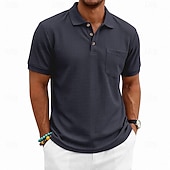 economico Polo classica da uomo-Per uomo Magliette Polo a Nido d'Ape Polo Casuale Streetwear Bavero Manica Corta Essenziale Moderno Semplice Tasca Leggero Estate Primavera Vestibilità regolare Nero Bianco Blu marino Verde scuro
