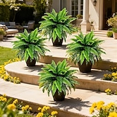 levne Umělé rostliny a zeleň-2/4 ks hustých umělých rostlin bostonské kapradiny, prémiová dekorativní umělá zeleň pro interiér i exteriér, ideální pro svatby, hotely, zahrady, nádvoří, fotografování, estetickou výzdobu pokojů a