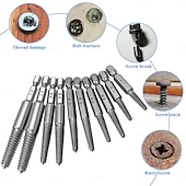 Недорогие Ручные инструменты-Набор из 10 предметов для извлечения сломанных винтов, комплект сверл для удаления сорванных резьбовых соединений, шестигранный хвостовик 1/4 дюйма, инструмент для легкого извлечения поврежденных