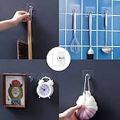 cheap Storage &amp; Organization-50PCS Heavy-Duty Drill-Free Wall Hooks - Damage-Free Installation, Waterproof Bathroom and Kitchen Hooks with Strong Adhesive Backing, Damage-Free Removal, Suitable for Photos, Posters, Clocks, Towels