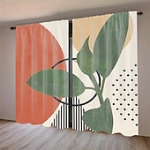 halpa Pimennysverho-2 kpl kasvi- ja kukkataideverhoja, polyesteri-ikkunaverhot tankotaskulla, vihreät kasvitieteelliset kuvioverhot olohuoneeseen, makuuhuoneeseen, keittiöön, asuntolan sisustukseen, kodin sisustukseen