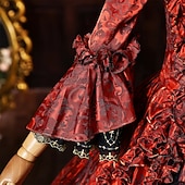 cheap Dresses-Rococo Baroque Ball Gown Floor Length Dress Ball Gown Long Sleeves Princess Bridal Sequins Floral Ball Gown Square Neck Fancy Dress Women's Royal Halloween Carnival Masquerade Prom Tea Party Party