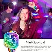 baratos Iluminação de Ambiente-Mini bola de discoteca com luz ativada por som, luzes de festa LED RGB portáteis com USB e pulseira. &amp;Ventosa para carro infantil, DJ rave, luz de humor que muda de cor, presente ideal para