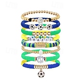 baratos Partida de Futebol Mundial 2026-Conjunto de pulseiras para fãs de futebol, inspiradas na Copa do Mundo, com contas e pingentes de futebol. Adoro futebol! Joias ajustáveis para crianças apaixonadas por futebol. &amp;adultos
