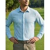 cheap Men's Button Up Shirts-Men's Shirt Casual Shirt Button Up Shirt Jacquard Shirt Blue Black Green khaki Dark Blue Long Sleeve Plain Shirt Collar Casual Daily Buttons Clothing Apparel Elegant Fashion Casual