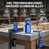 cheap Measuring &amp; Gauging Tools-Tall Stair Gauges for Framing Square, CNC Anodized Aluminum Alloy Framing Square Attachment, Rafter Layout Tool, Precision Woodworking Gauges with Storage Clip &amp; Carabiner