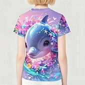 cheap Girl's 3D Animals-Girls' 3D Graphic Animal Cartoon T shirt Tee Short Sleeve 3D Print Summer Spring Active Cute Kids 5-12 Years Casual Daily School Regular Fit