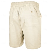 cheap Classic-Men's Shorts Linen Shorts Summer Shorts Beach Shorts Drawstring Elastic Waist Plain Comfort Breathable Short Daily Outdoor Beach Vacation Fashion Blue Black Inelastic