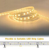 baratos Luzes de tira de plugue-Fita de LED branca à prova d'água de 10 metros (32,8 pés) e 20 metros (65 pés), dimerizável, flexível, 3000K-6500K, 24V, com controle remoto e adaptador. Ideal para ambientes internos e externos, como